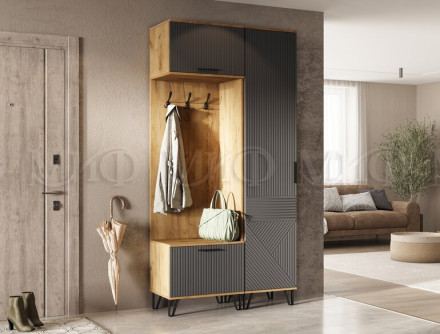 Пенал закрытый Флэш, Графит/Дуб Крафт 